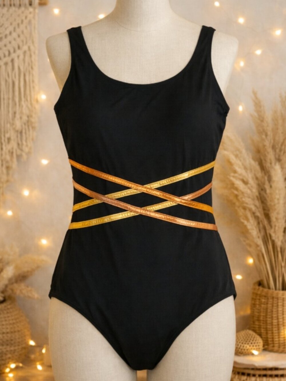 Islander Gold Waist Detail One‑Piece Swimsuit 16 Minimalist Resortwear Classic
